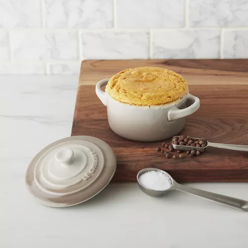 Pumpkin Spice Soufflé with Warm Vanilla Custard Sauce