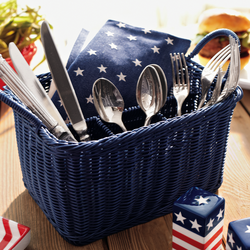 Navy Woven Polycord Flatware Caddy
