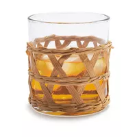 Sur La Table Wicker-Wrapped Double Old-Fashioned Glasses