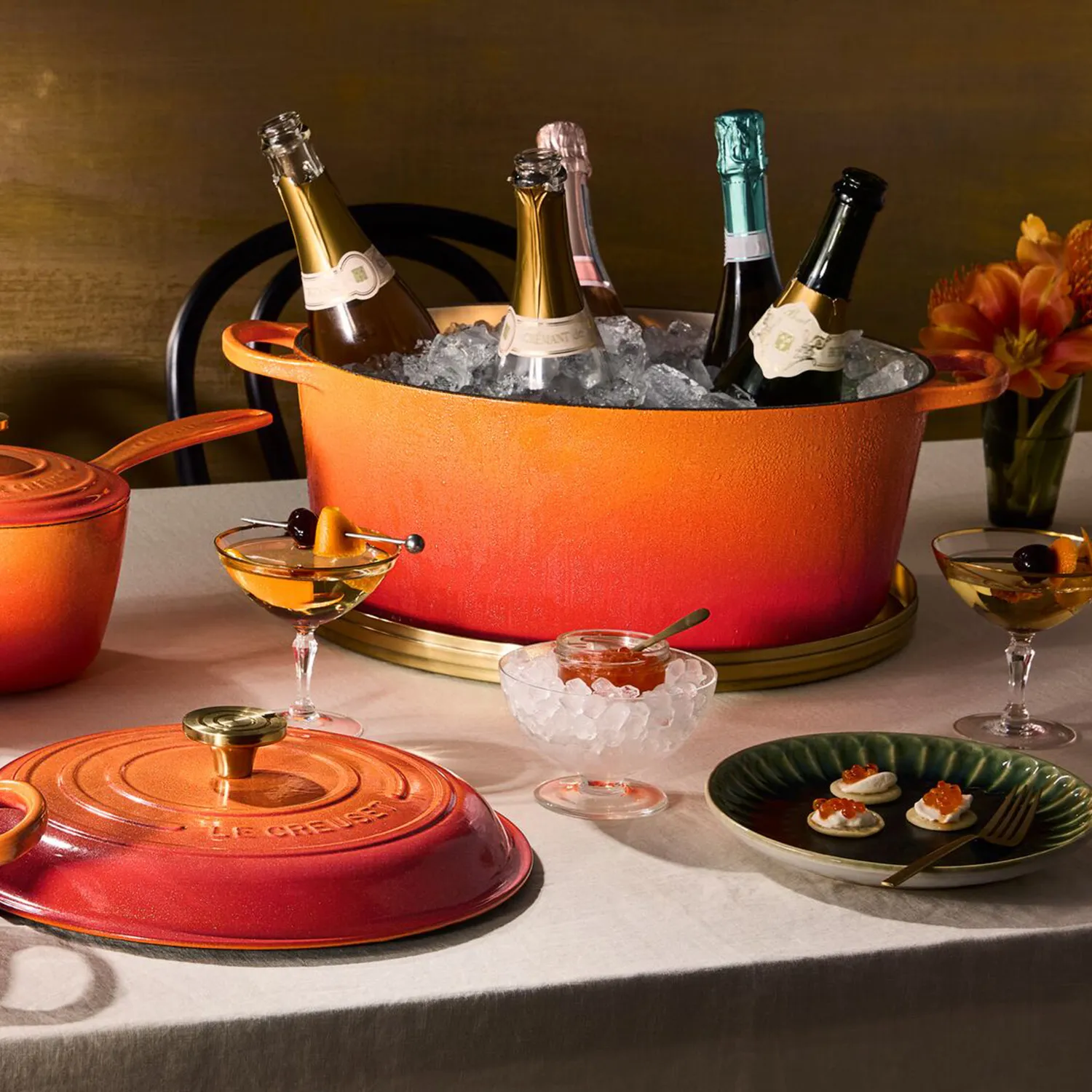 Le Creuset Signature Flamme Dorée Oval Dutch Oven, 15.5 qt.