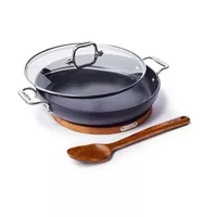 All-Clad HA1 Nonstick Dutch Oven with Acacia Wood Trivet & Spoon and Glass Lid · 6 Quart