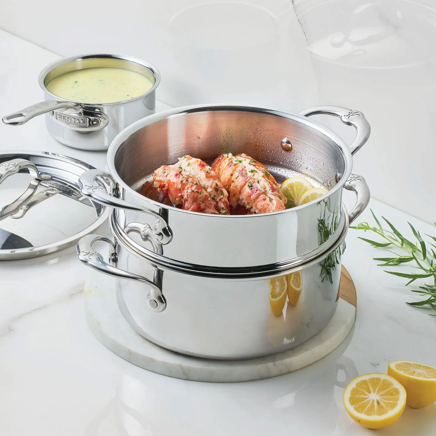 Hestan ProBond Luxe Stainless Steel Soup Pot with Steamer Insert, 3 qt.