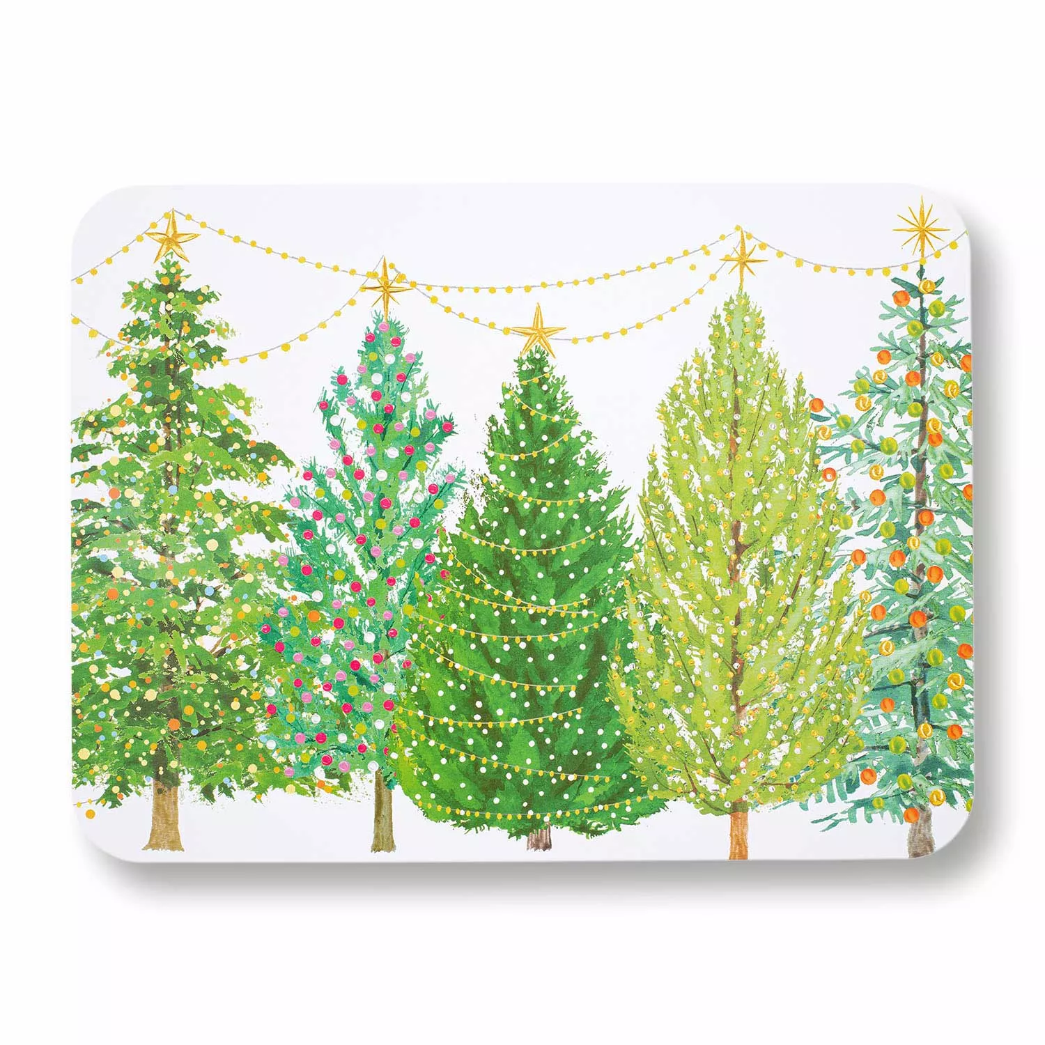 Caspari Christmas Tree Light Paper Placemats, Set of 12 Sur La Table