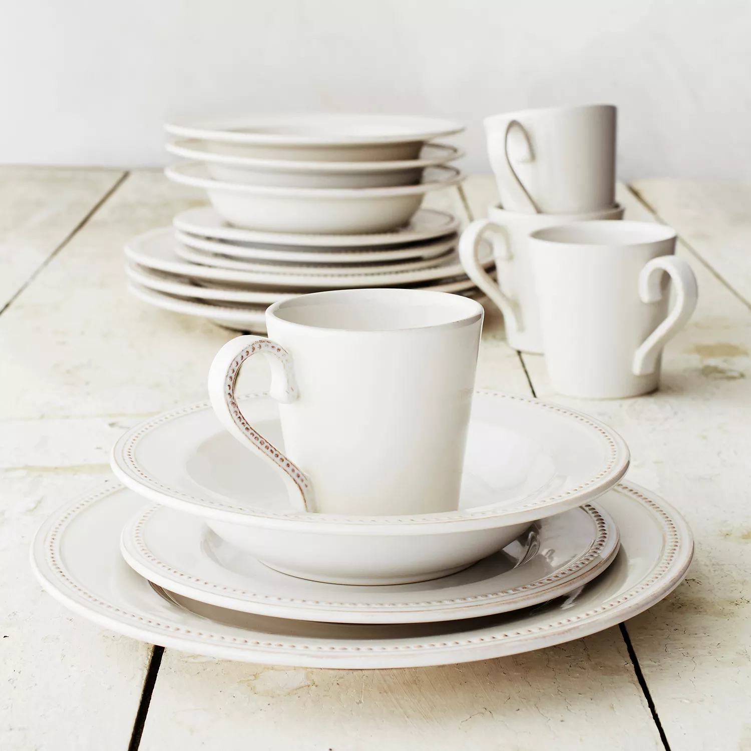 Sur La Table Pearl Stoneware 16-Piece Dinnerware Set