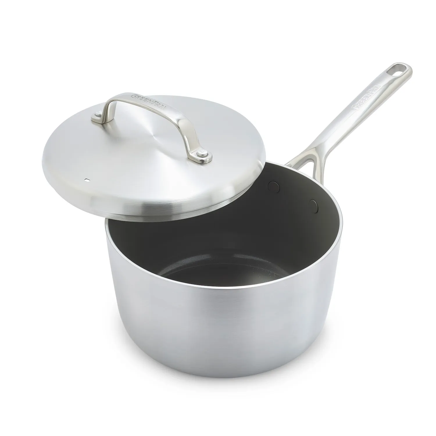 GreenPan GP5 Stainless Steel Saucepan with Lid, 3.2 Qt.