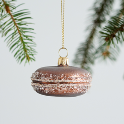 Sur La Table Chocolate Macaron Glass Ornament, 2"