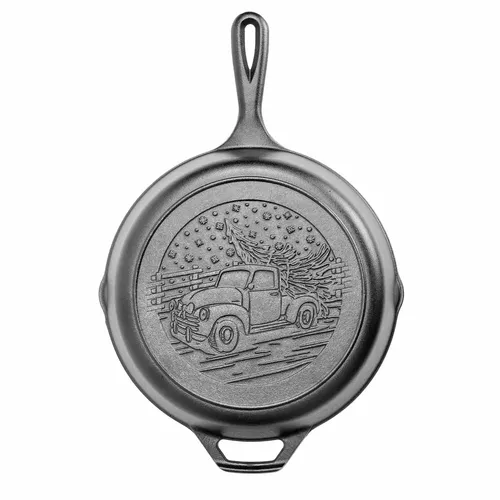 Lodge Cast Iron Skillet with Holiday Truck Design, 10.25"