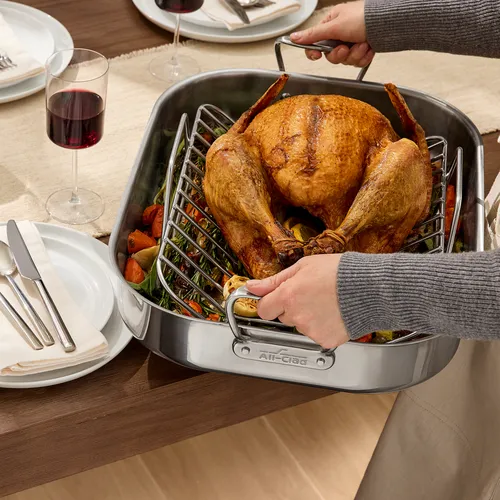 All-Clad Specialty Cookware Stainless Steel Roaster With Rack, 14"x18"