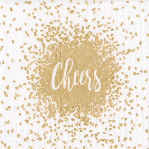 Gold Cheers Cocktail Napkins, Set of 20