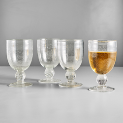 Sur La Table Clear Bubble Goblet Glasses, Set of 4