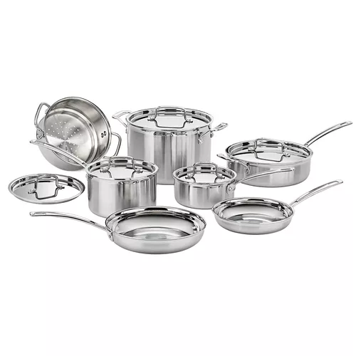 Pots and Pans Set 17-Piece, Ultra-Clad Pro Stainless Steel Cookware Set,  Ergonomic and EverCool Stainless Steel Handle 