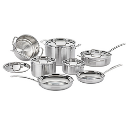 Cuisinart MultiClad Pro 12-Piece Cookware Set I clean and scrub them with my kitchen sponge, but they rarely look clean--like cloudy spots from rice will linger despite lots of scrubbing