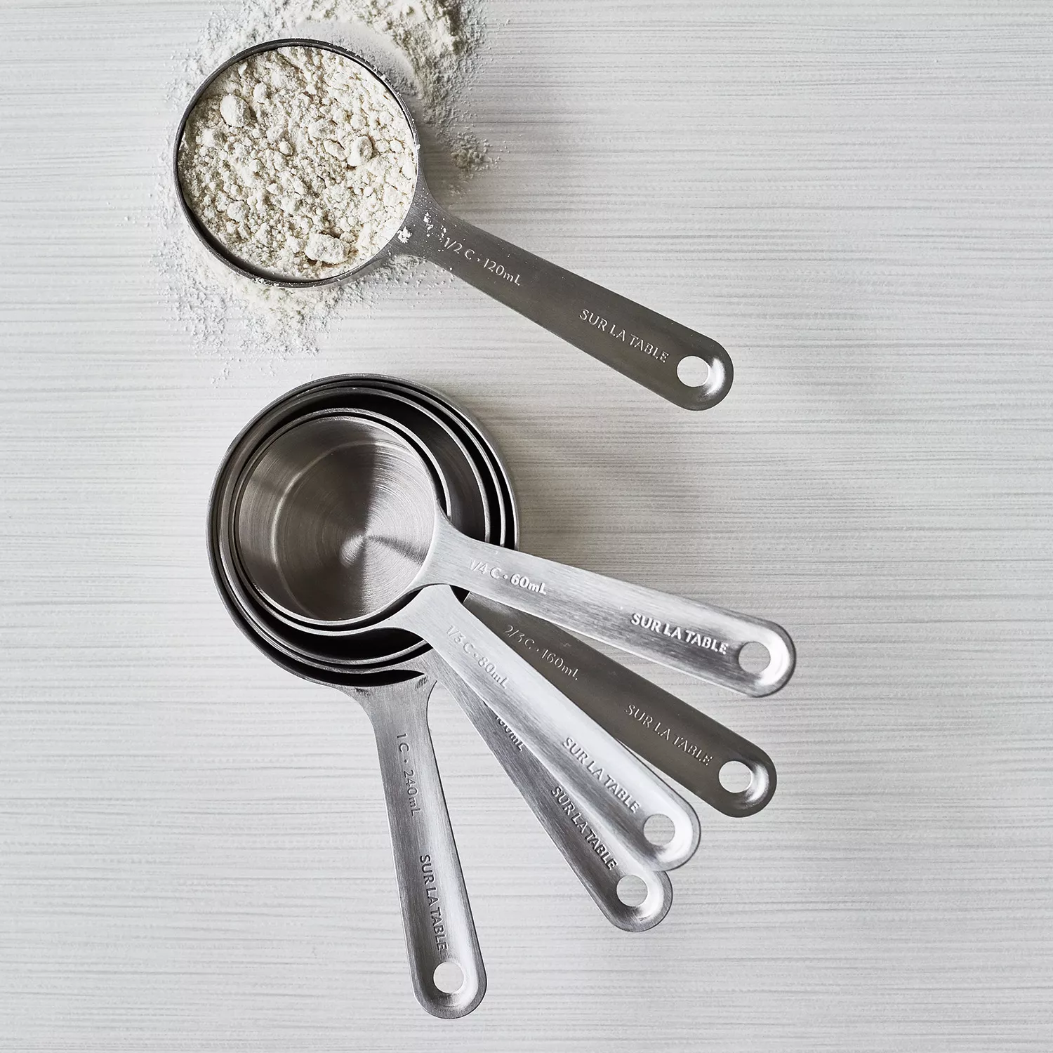 Sur La Table Stainless Steel Measuring Cups & Spoons, Set of 8, Silver