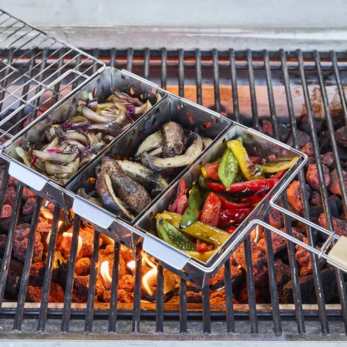 Sur La Table Stainless Steel Grill Baskets with Wooden Trivet