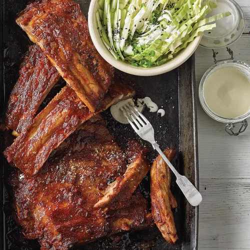 Smoked Pork Ribs with Coleslaw