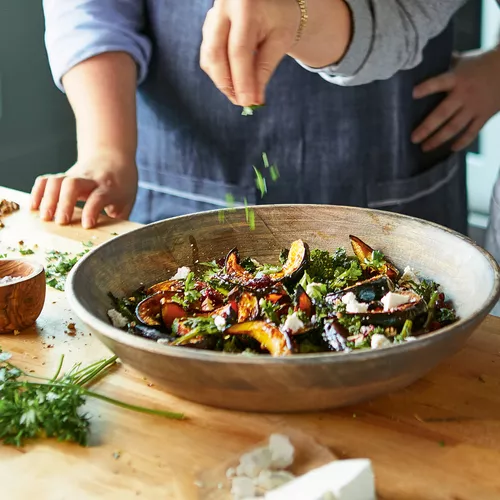 Roasted Acorn Squash and Broccoli Rabe Salad with Ricotta Salata
