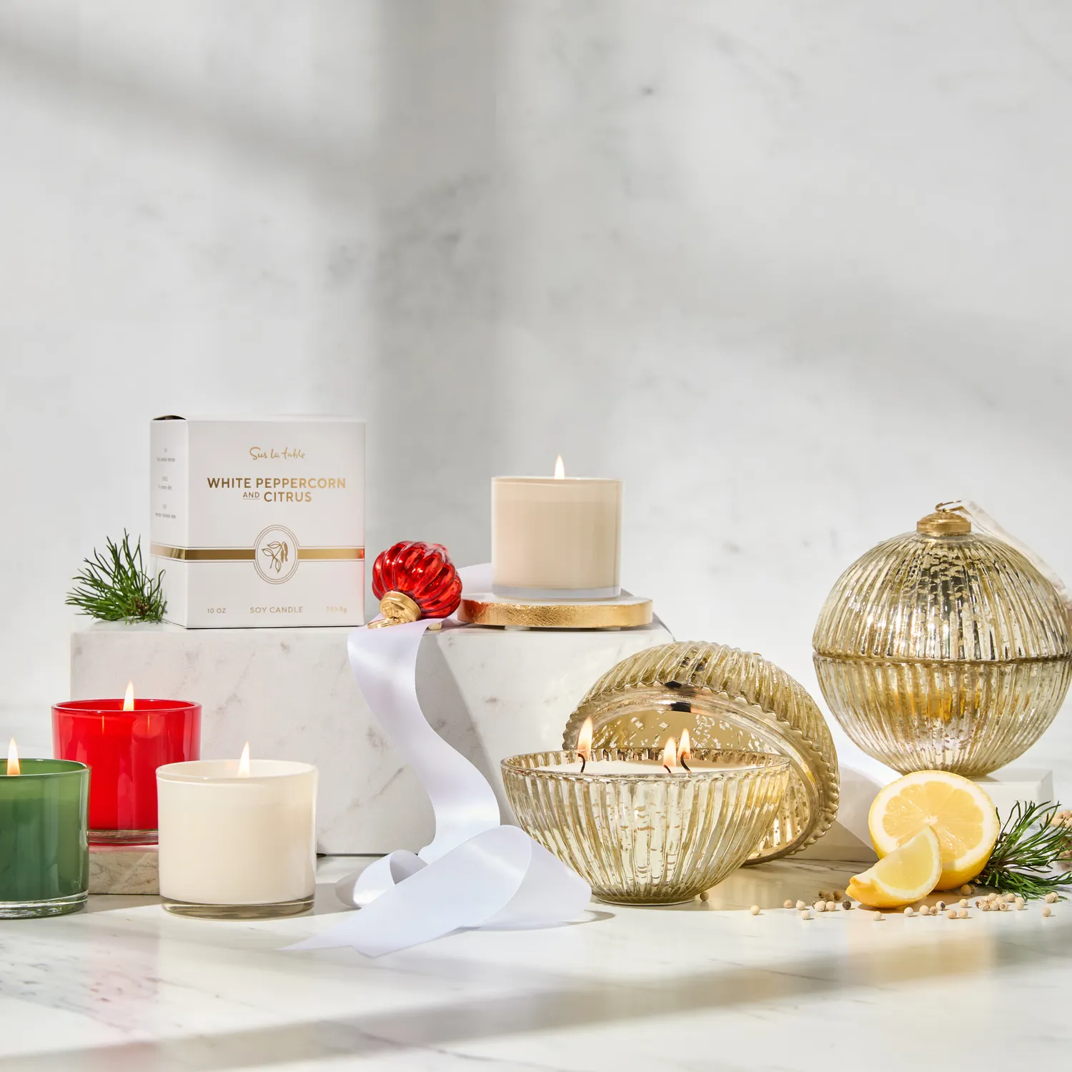 Sur La Table White Peppercorn Candle