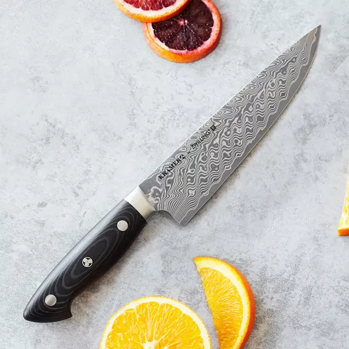 Bob Kramer Stainless Damascus Narrow Chef&#8217;s Knife by Zwilling J.A. Henckels, 8&#34;