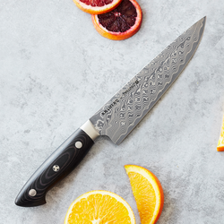 Bob Kramer Stainless Damascus Narrow Chef&#8217;s Knife by Zwilling J.A. Henckels, 8&#34;