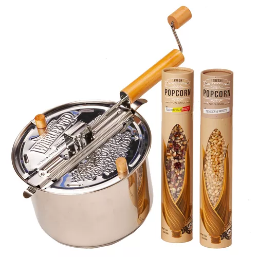 Whirley Pop Stainless Steel Popcorn Maker with Farm Fresh Popcorn