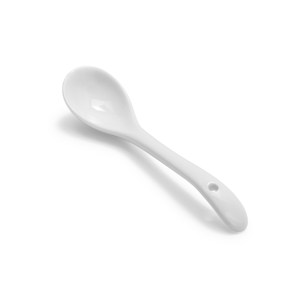 Set of 6 12 18 or in Ceramic White Serving Spoons/Diplöffel/Tea Spoon/Egg Spoons white glossy Porcelain Spoon 