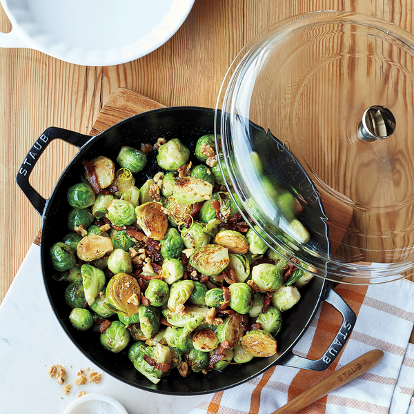 Pan-Roasted Brussels Sprouts with Bacon and Walnuts