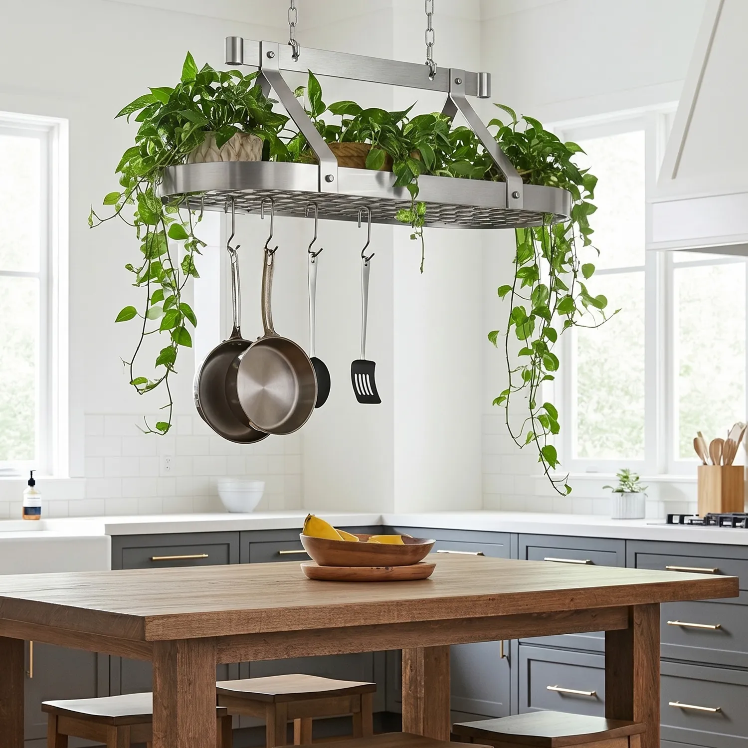 Enclume French Stainless Steel Oval Ceiling Pot Racks