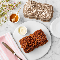 Nordic Ware Wildflower Loaf Pan Works perfectly, comes out beautifully, looks pretty