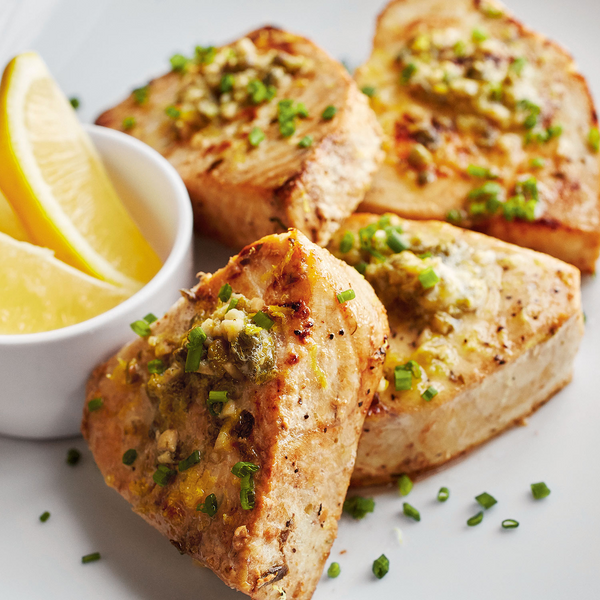 Swordfish with capers, chives and lemon