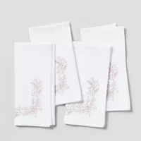 Sur La Table Embroidered Floral Border Napkins, Set of 4