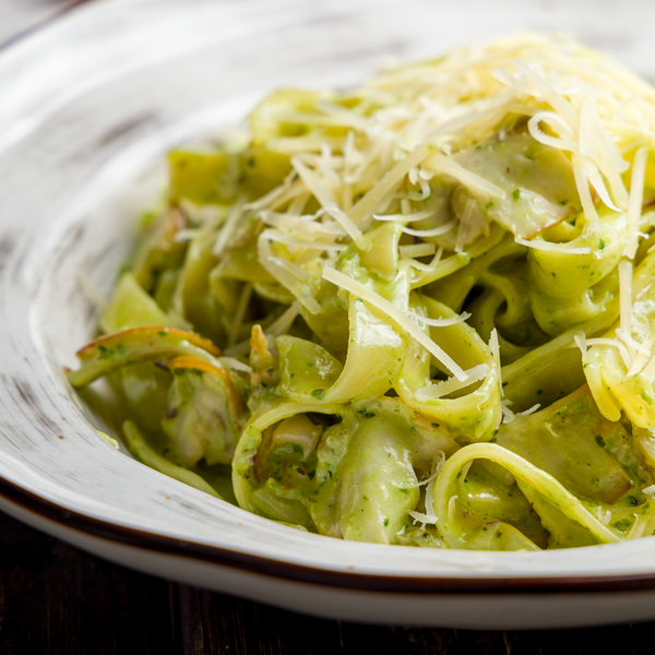 Pappardelle with Zucchini Ribbons and Mint-Parsley Pesto