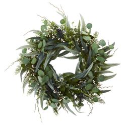 Nearly Natural Faux Eucalyptus & Mixed Greens Wreath, 24" Looks great!