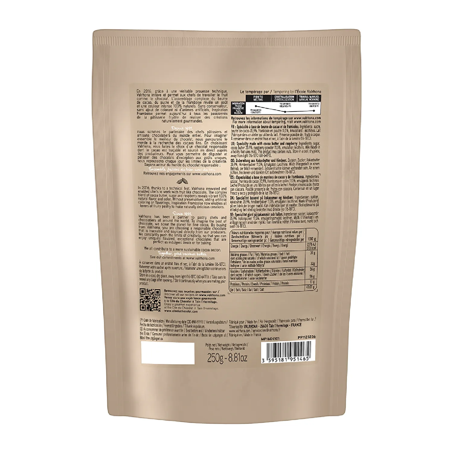 Valrhona™ Inspiration Raspberry Baking Chocolate Feves