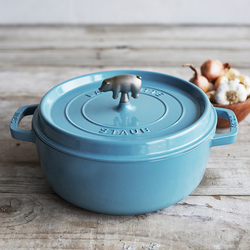 Staub Cast Iron Cochon Shallow Wide Round Cocotte, 6 qt.