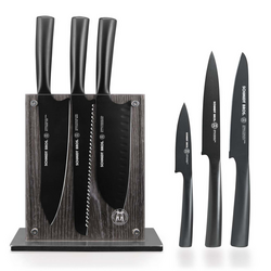 Schmidt Brothers Cutlery Jet Black 7-Piece Knife Block Set
