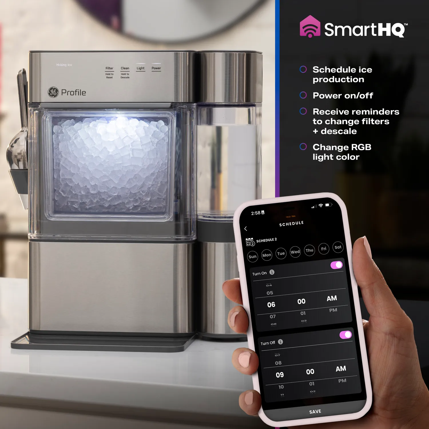 GE Profile Opal Mini Pro + Nugget Ice Maker with Side Tank