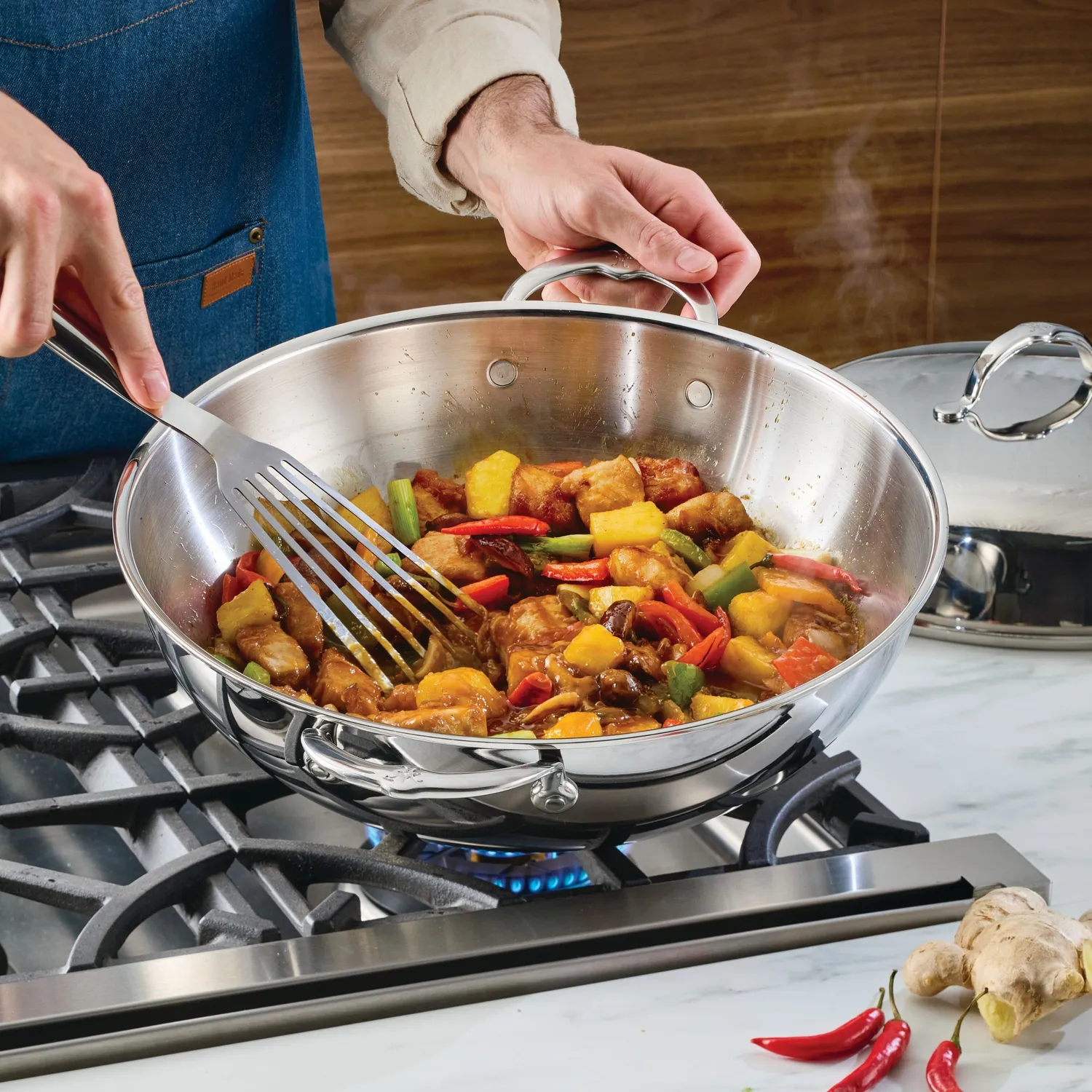 Hestan ProBond Luxe Stainless Steel Wok with Lid, 14"