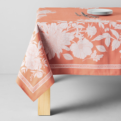 Sur La Table Jacquard Floral Tablecloth, Orange