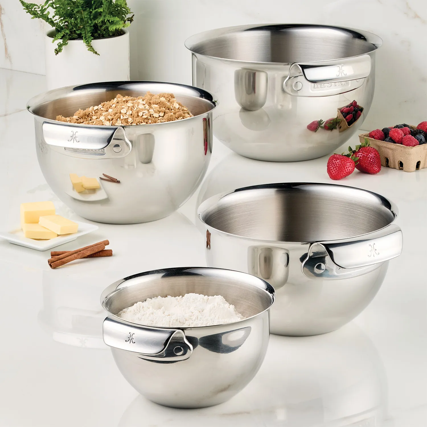 Hestan Provisions Ovenbond 4-Piece Stainless Steel Mixing Bowl Set