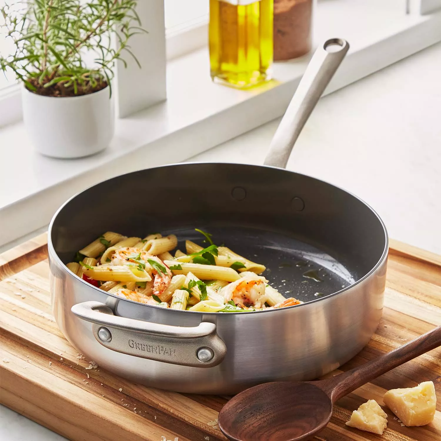 GreenPan Craft Steel Covered Sauté Pan, 4 qt.