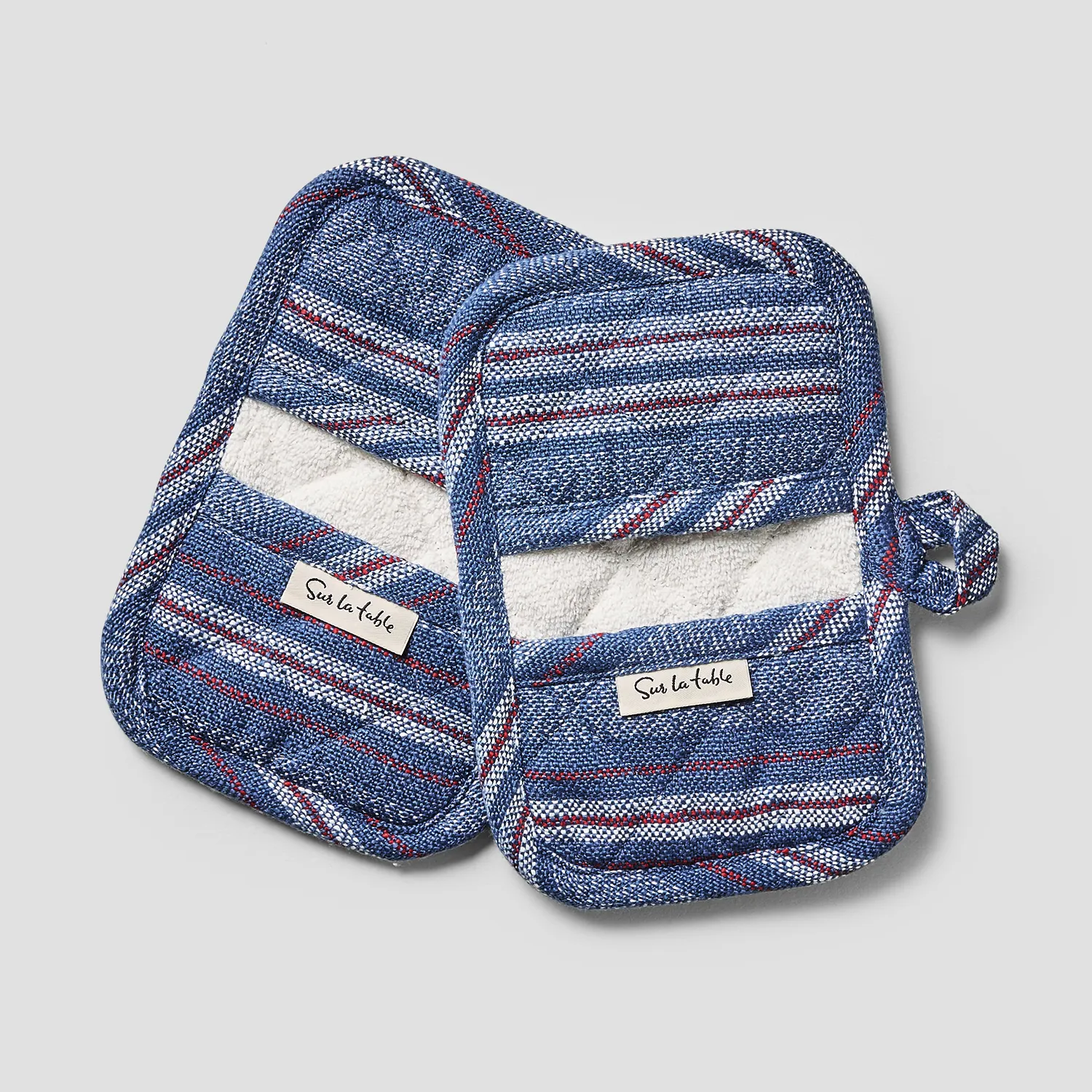 Sur La Table Blue Stripe Mini Mitts, Set of 2