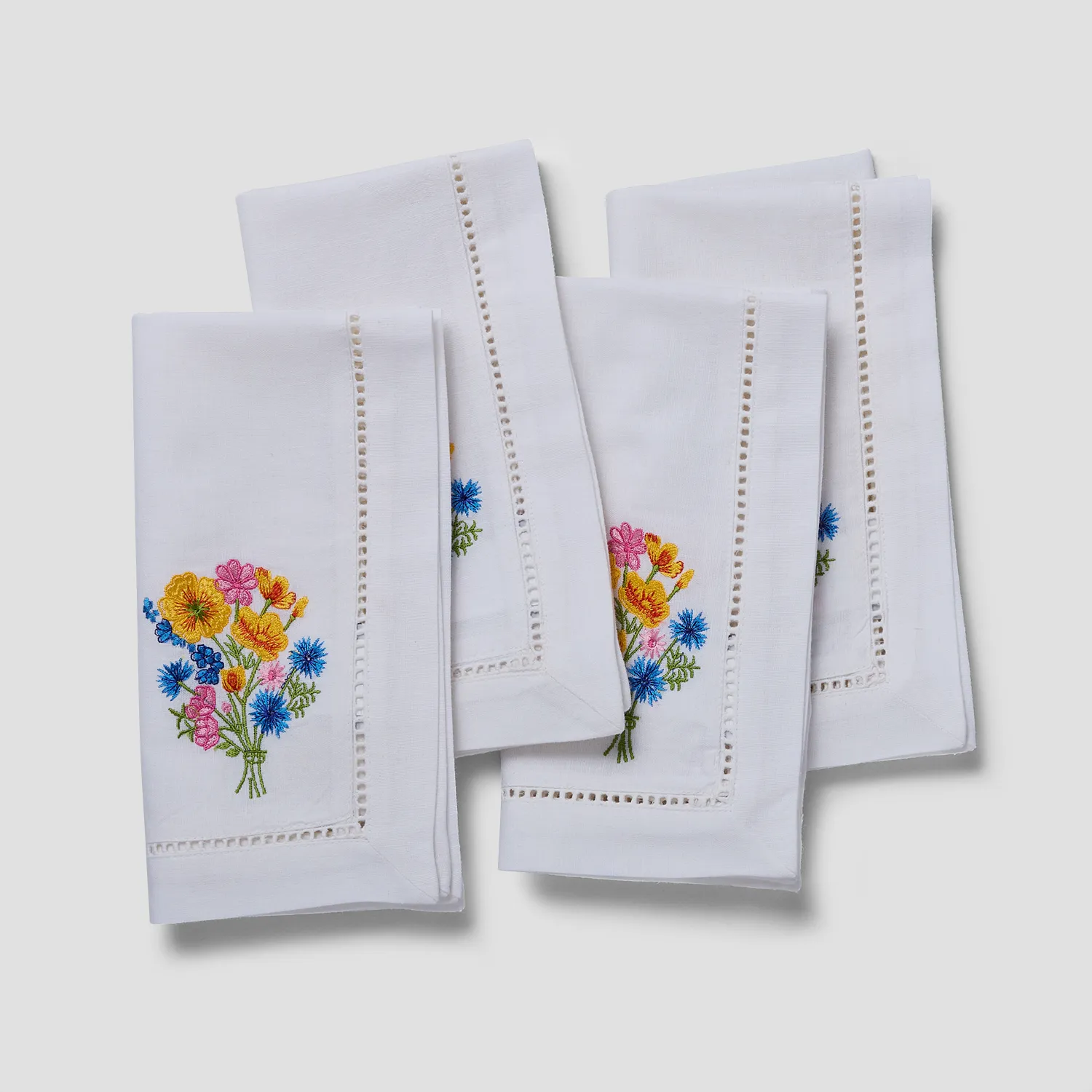 Sur La Table Wild Poppies Embroidered Napkins, Set of 4