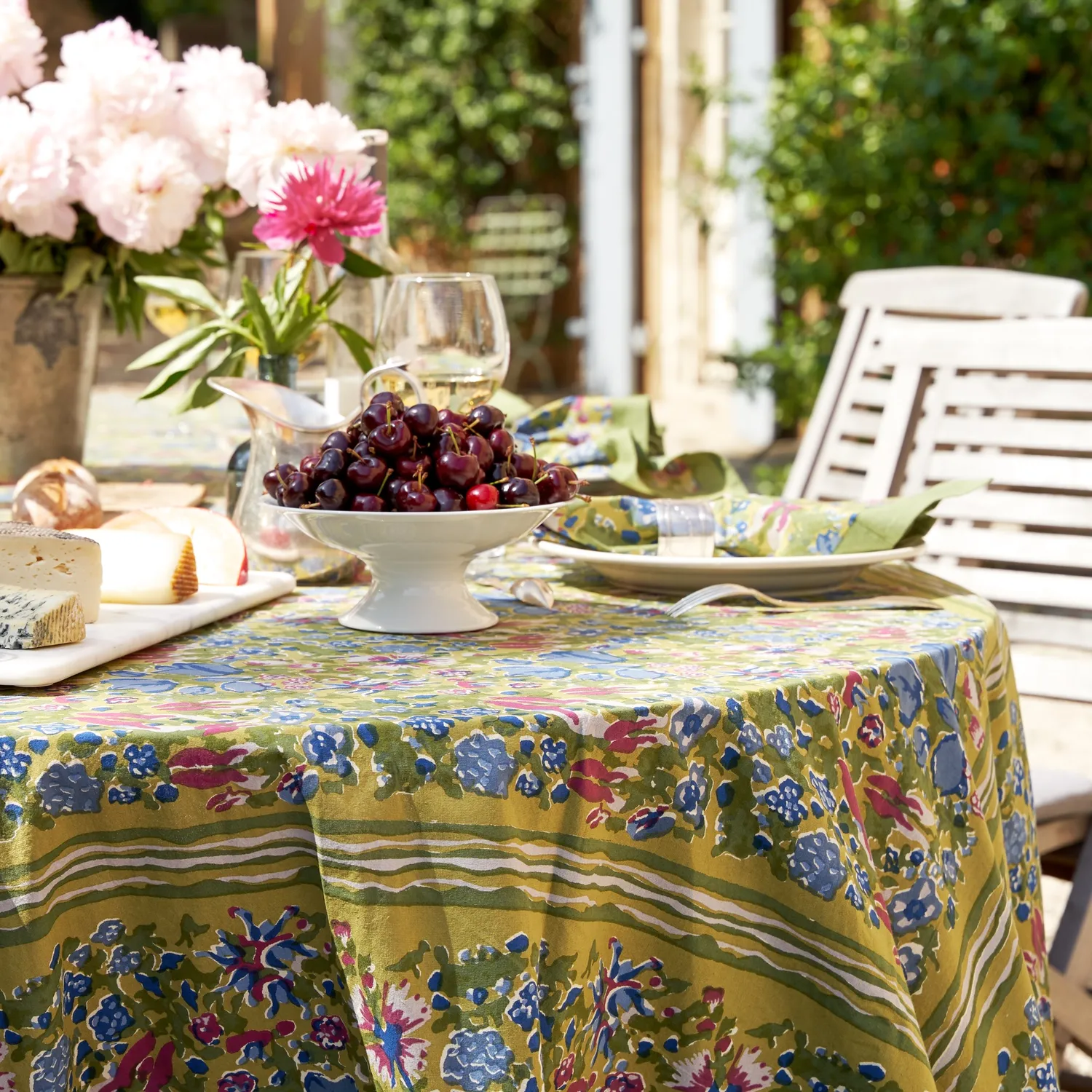 Couleur Nature Jardin Tablecloth, Blue & Green