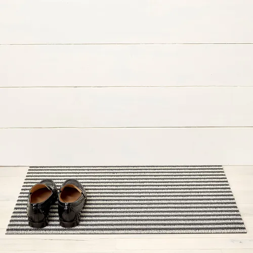 Chilewich Breton Stripe Shag Rug, Gravel