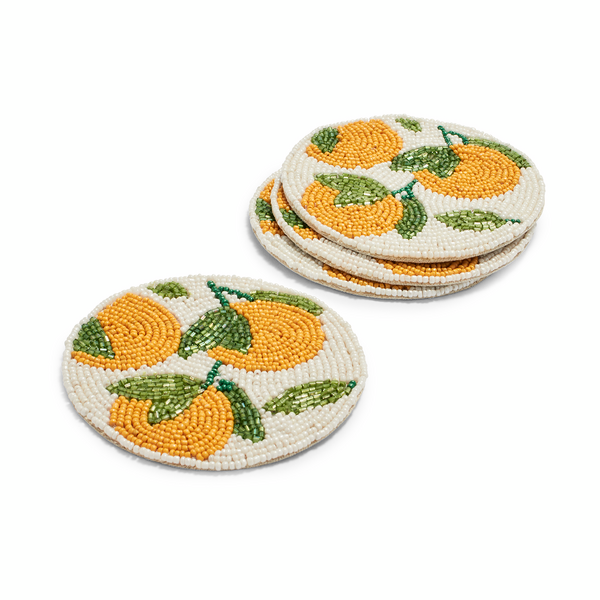 Beaded Citrus Coasters, Set of 4