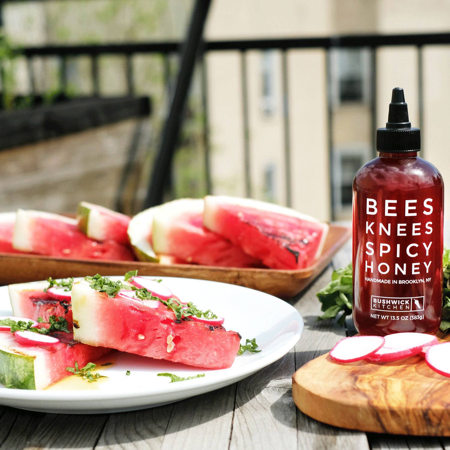 Grilled Watermelon Salad with Spicy Honey