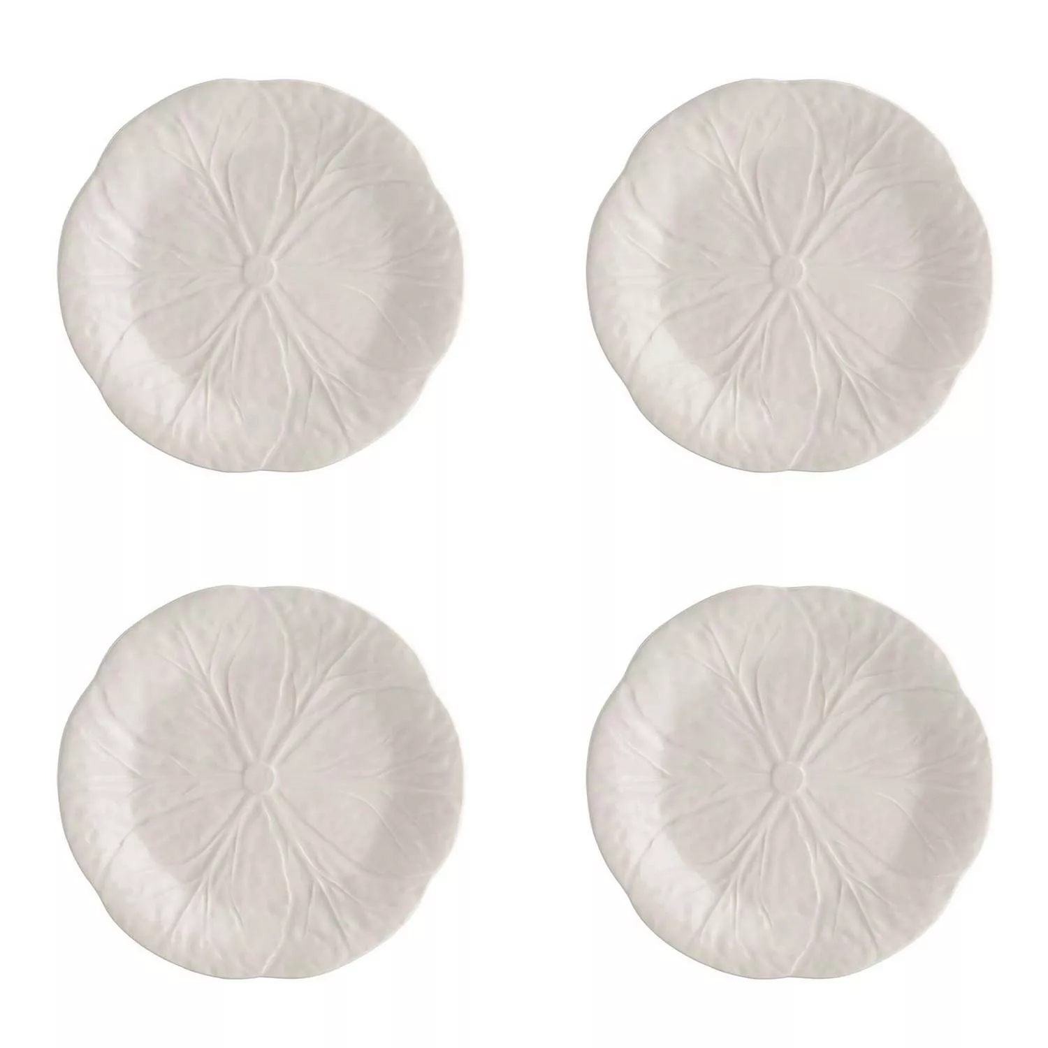 Bordallo Pinheiro Cabbage Beige Dessert Plates, Set of 4