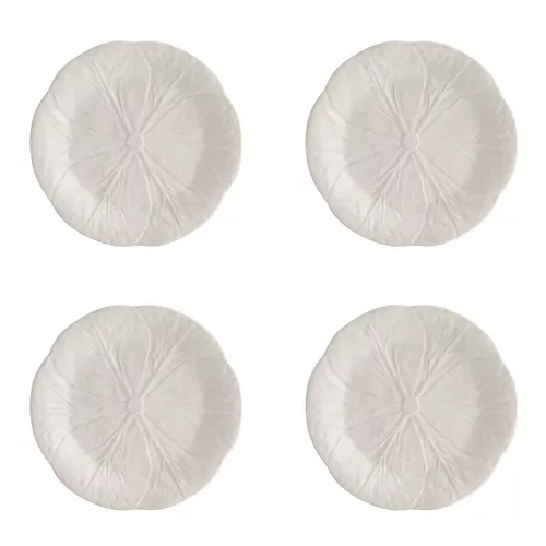 Bordallo Pinheiro Cabbage Beige Dessert Plates, Set of 4