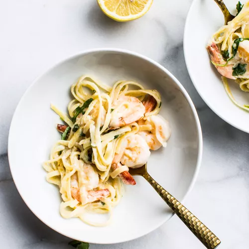 Instant Pot Linguine with Shrimp, Arugula and Mascarpone Sauce