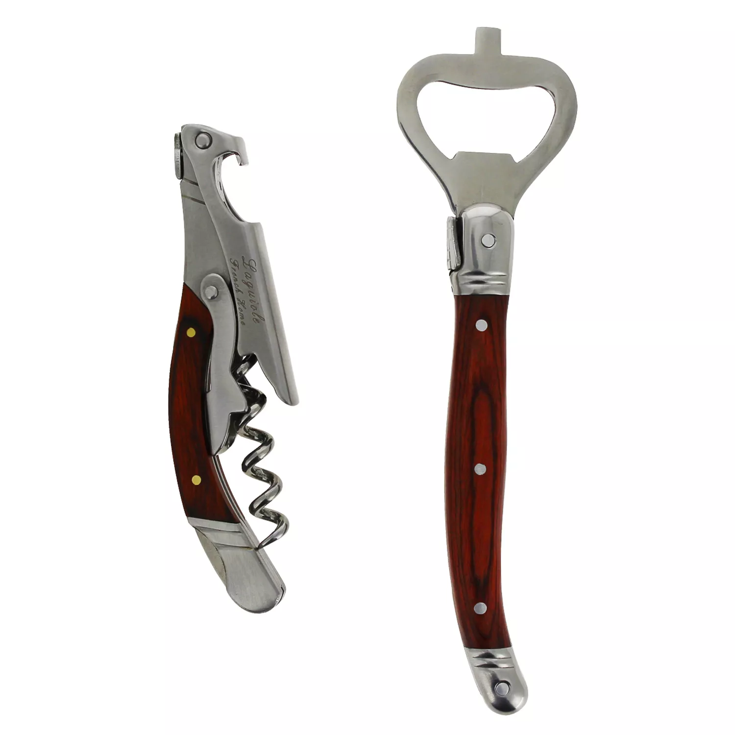 French Home Laguiole Pakkawod Bottle Opener Bar and Corkscrew Set